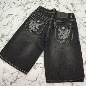Men's Kanji Faded Black Denim Shorts
